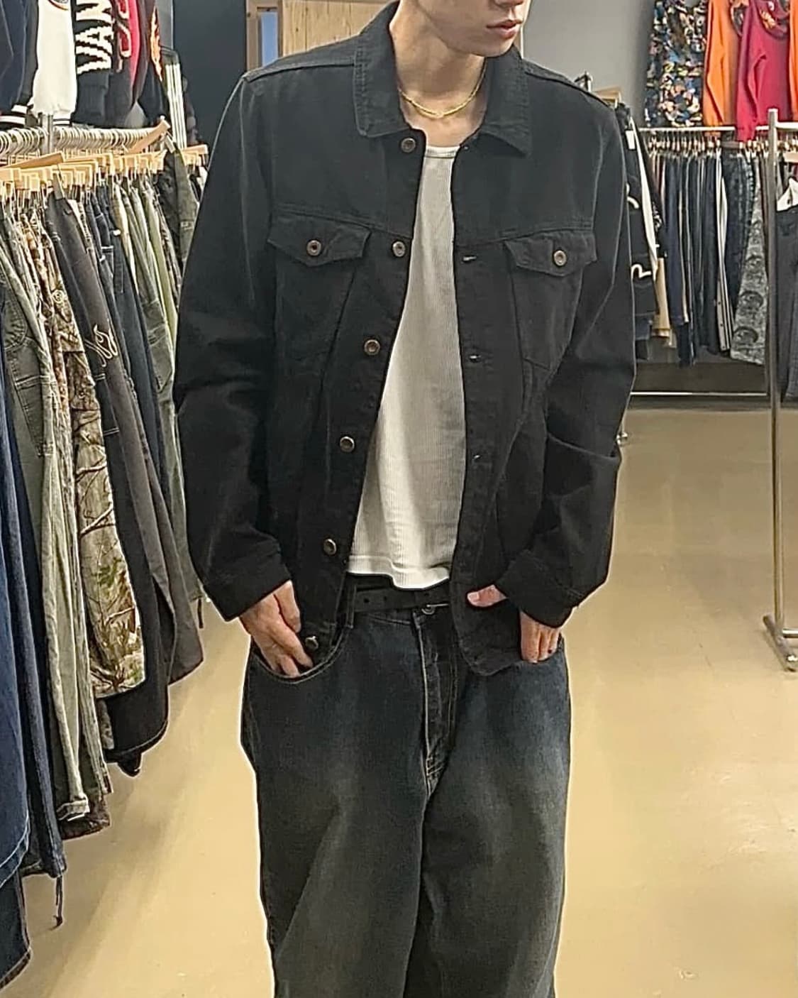 풀앤베어 한야 도깨비 사무라이 블랙 데님 트러커 워크 자켓 일본 100 상품이미지3