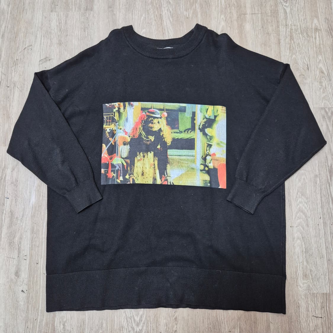 자라 KNIT 빅프린팅 7부 라운드넥 니트 상품이미지1