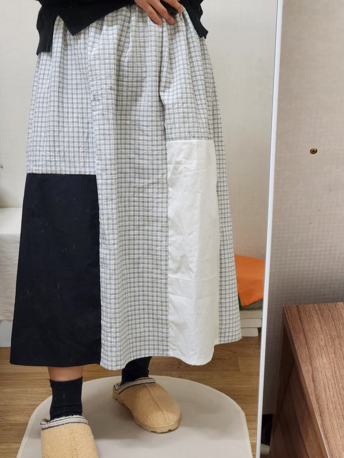 360도 양방향 블랙 체크 빈티지 스커트 상품이미지1