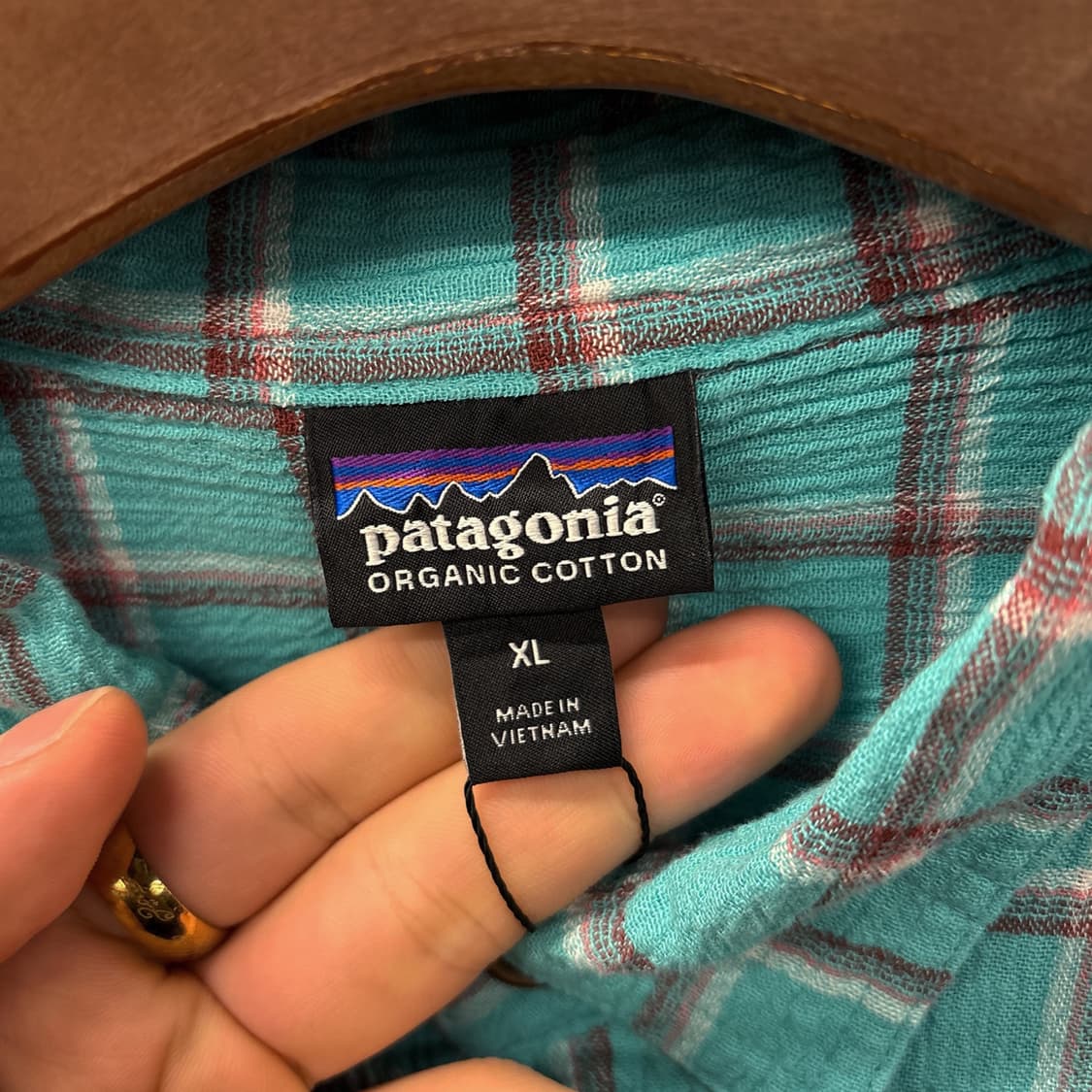 파타고니아 오가닉코튼 멀티 윈도우 체크 시어서커 셔츠 터콰이즈 N1153 상품이미지8