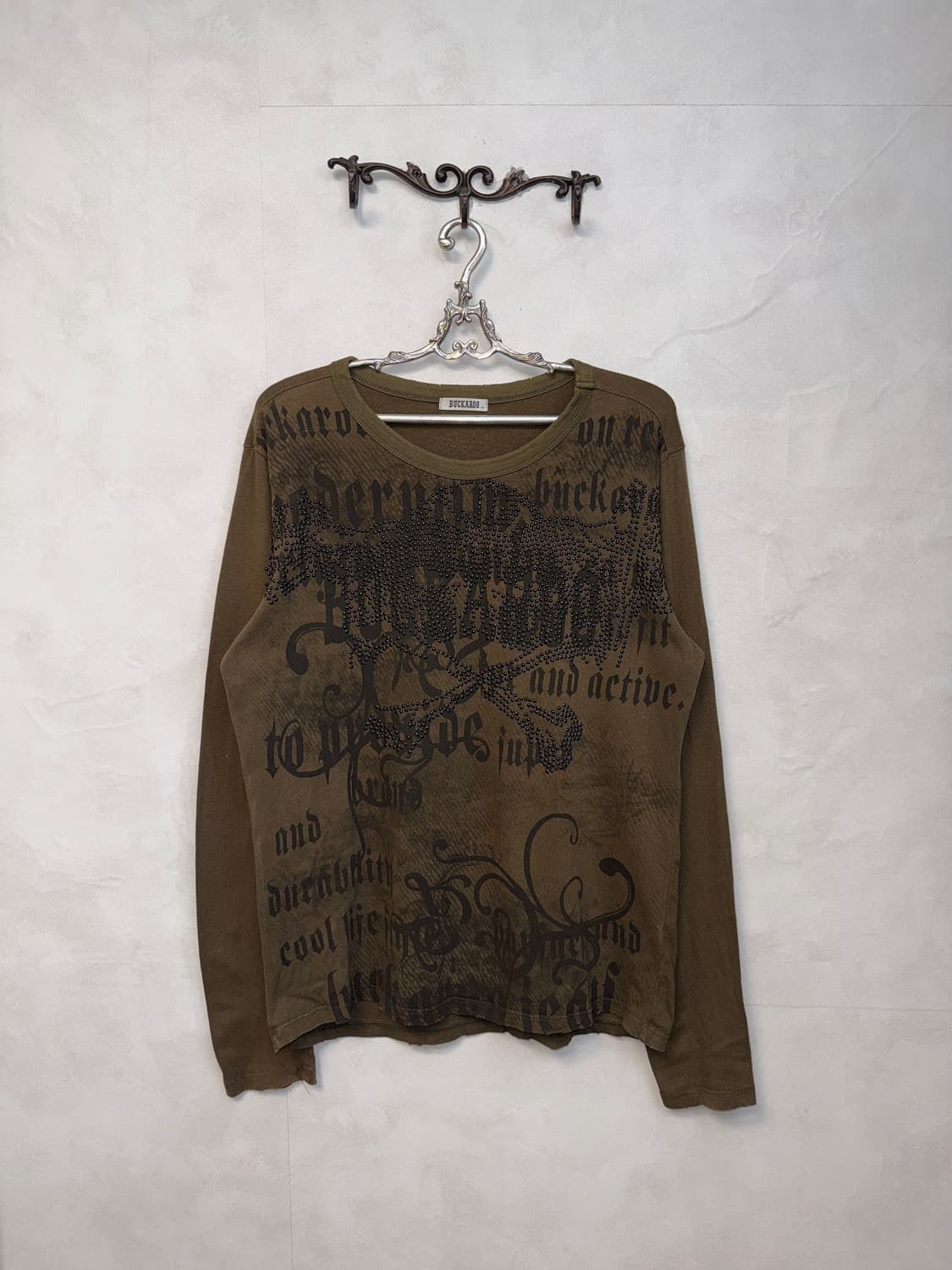 Buckaroo khaki brown lettering skull t 상품이미지1