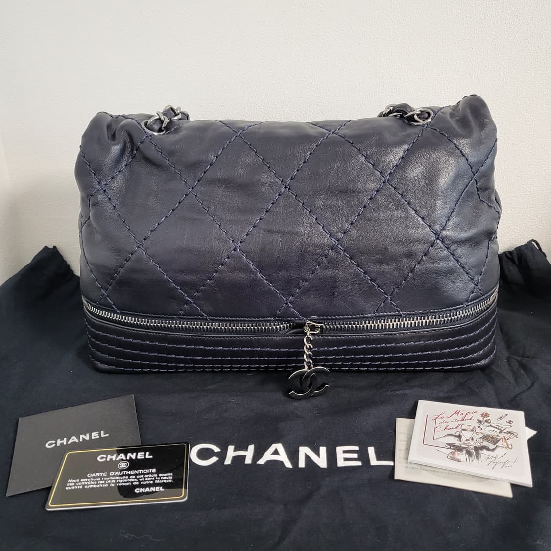 CHANEL 샤넬 정품 램스킨 CC 퀼팅 은장체인 투체인 숄더백 크로스백 상품이미지4