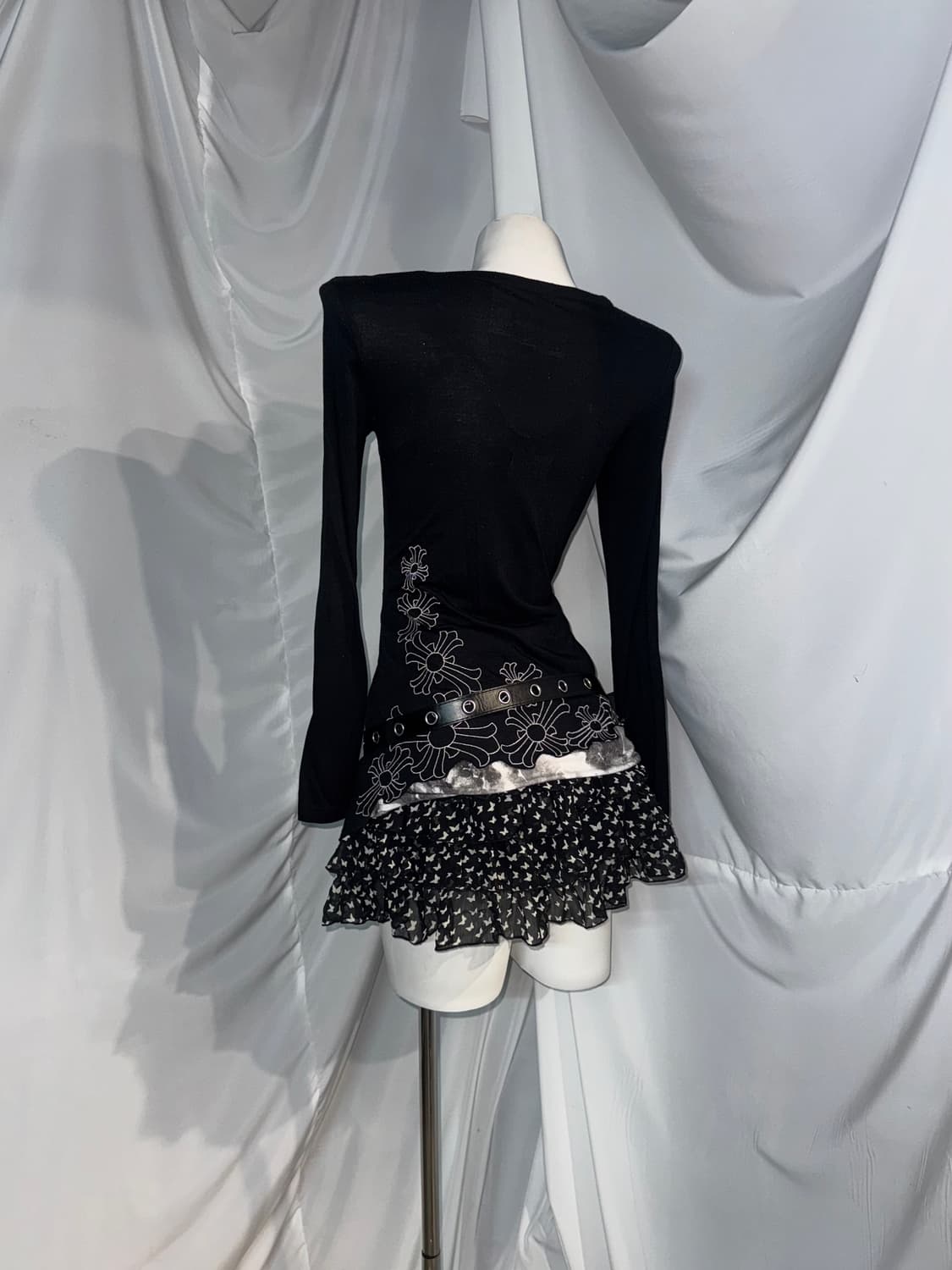 (5pcs) MKR엠케이알 데일리펑크 나비자수 오리엔탈 무채색 코디세트  상품이미지9