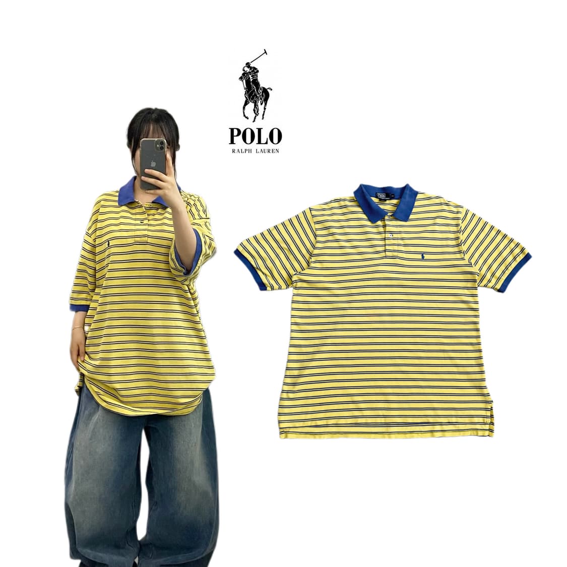 폴로 포니 PK 스트라이프 카라 반팔 티셔츠 상품이미지1