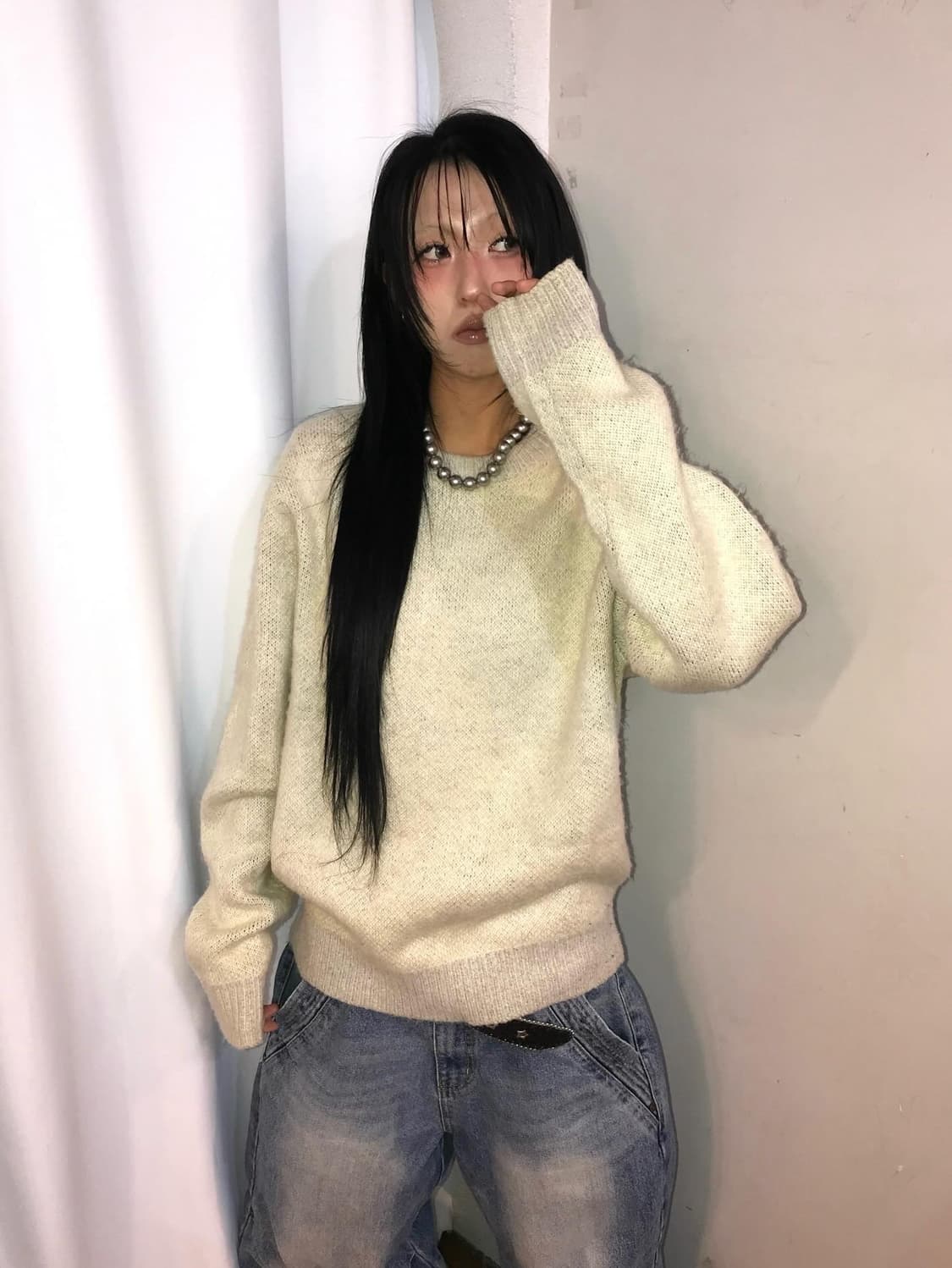 스투시 8볼 헤비 브러쉬드 모헤어 스웨터 - 크림 ( 레어 )  상품이미지2