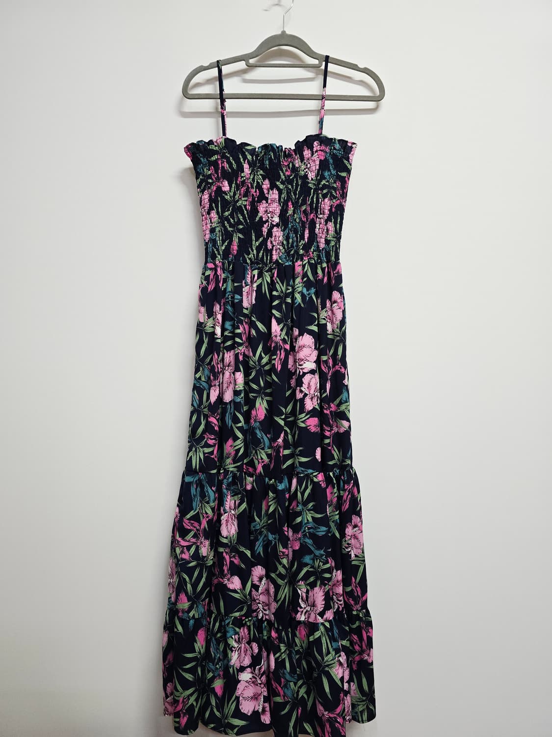 케네스레이디 플라워 롱 원피스  스모크 주름 상품이미지1