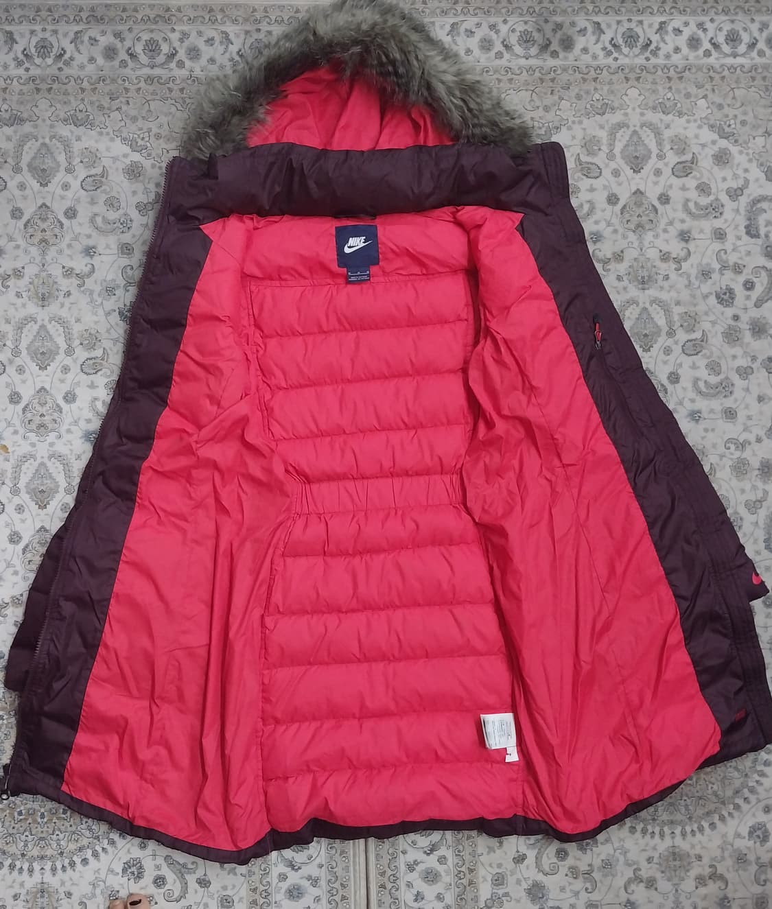 나이키 얼라이언스 버건디 롱 패딩 M (후드분리됨) 상품이미지2