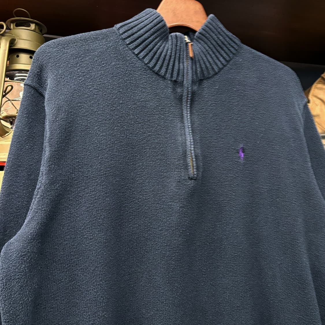 90s 폴로 랄프로렌 더블립 하프집업 코튼니트 스웨터 차콜 N641 상품이미지3