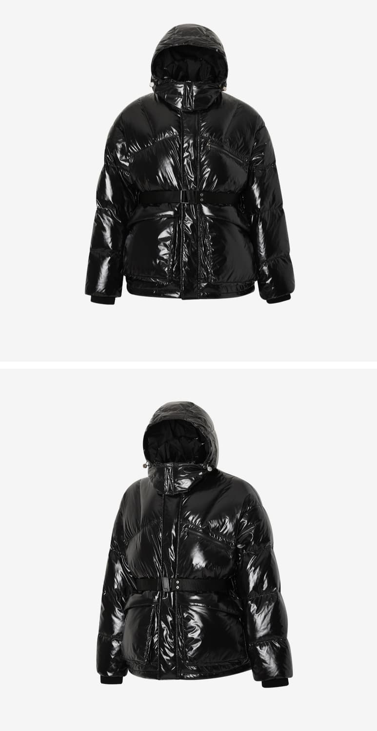 메종미네드 광택 벨티드 구스다운 패딩 Black 상품이미지2