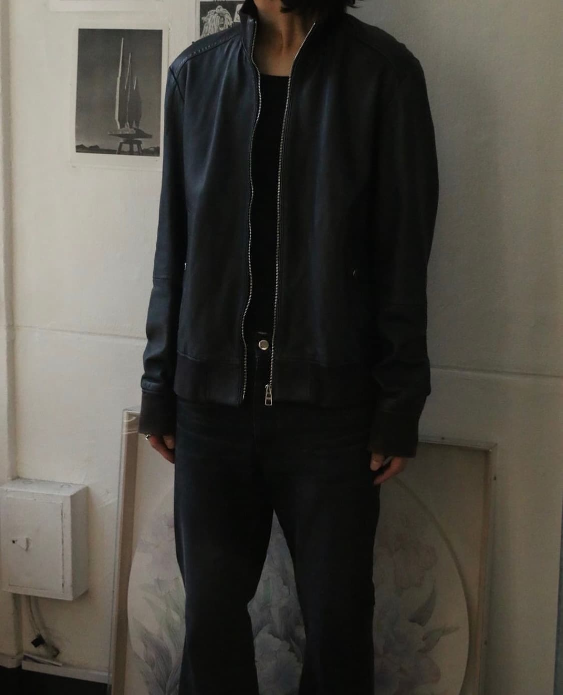 휴고보스 다크블루 램스킨 봄버자켓 상품이미지3