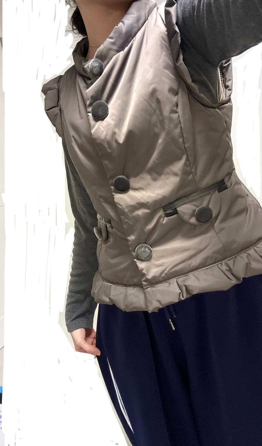 Hanae mori 하나에모리 프릴 패딩 베스트 상품이미지3