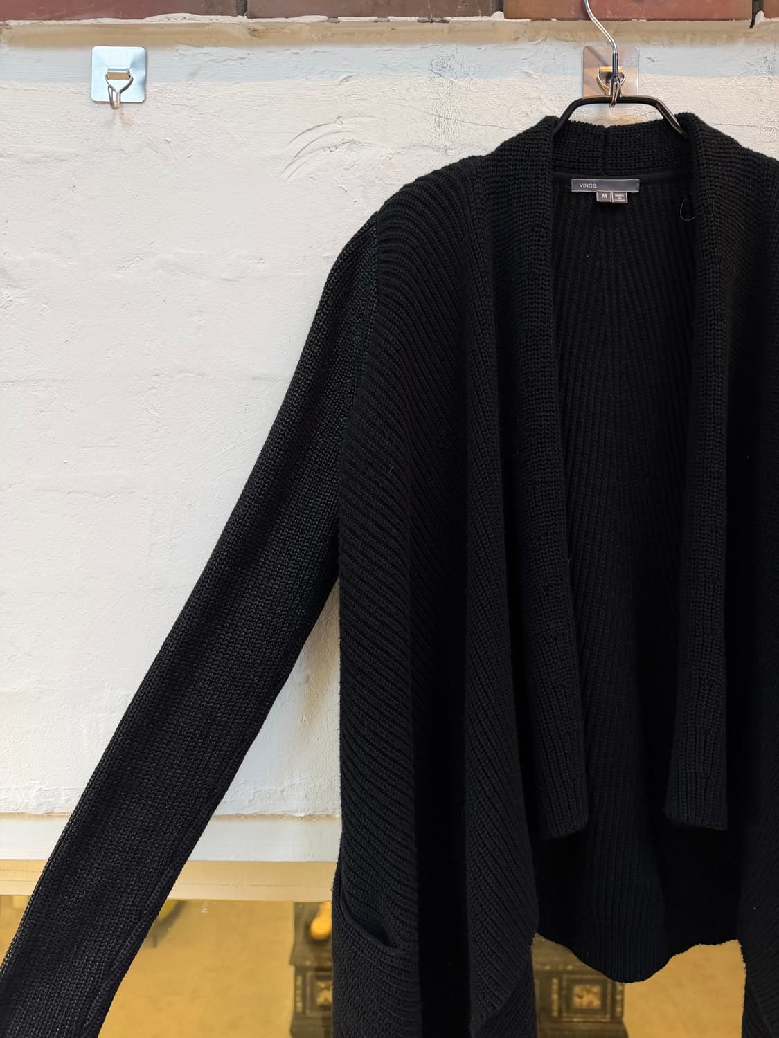 Vince 블랙 드레이프 코튼 니트 가디건 M 상품이미지3