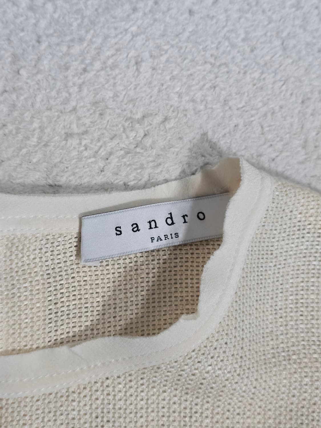 Sandro 산드로 실크요크 아이보리 반팔 린넨 티셔츠 상품이미지2
