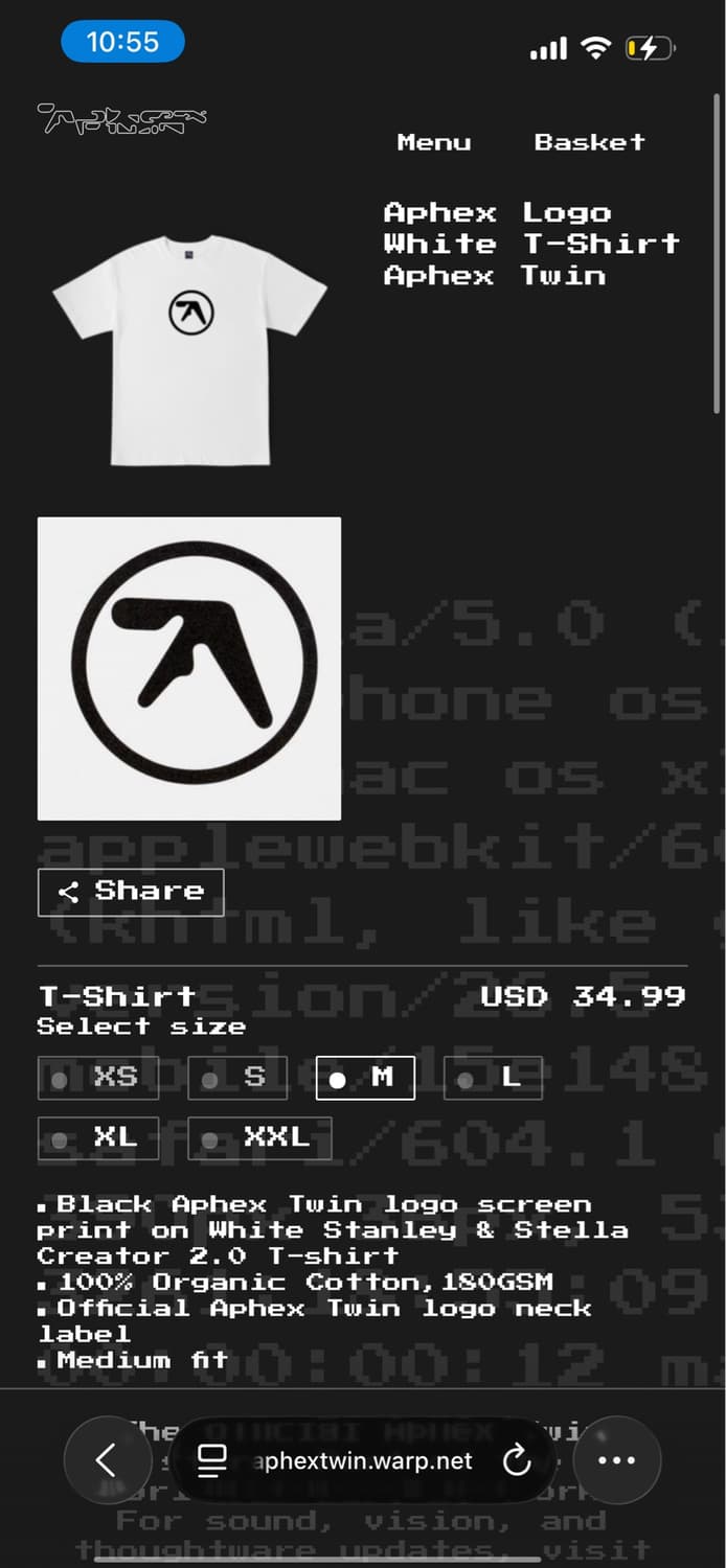 Aphex twin t-shirt xs 상품이미지2