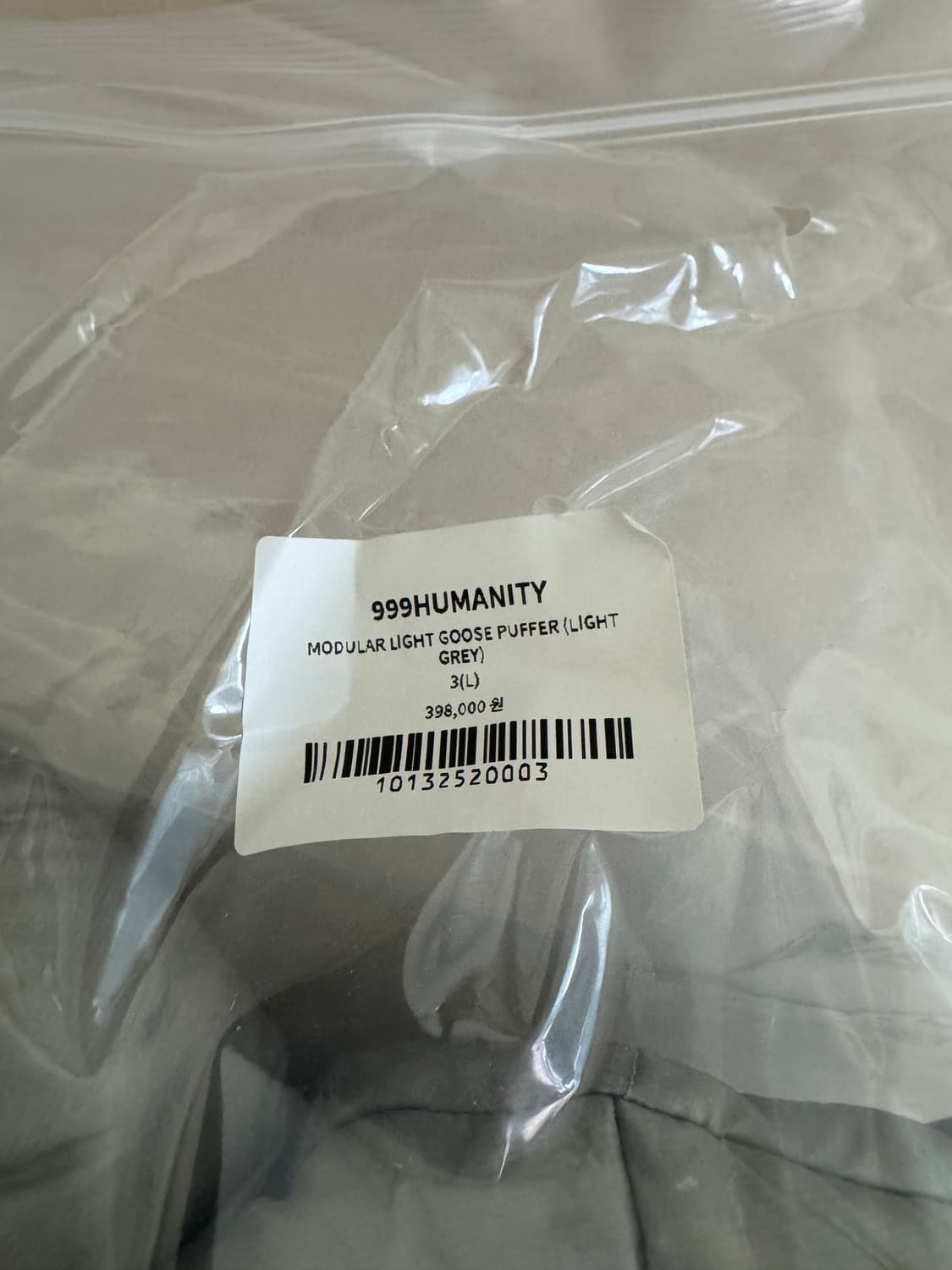 999휴머니티 푸퍼 패딩 라이트그레이 3싸 새상품 상품이미지2