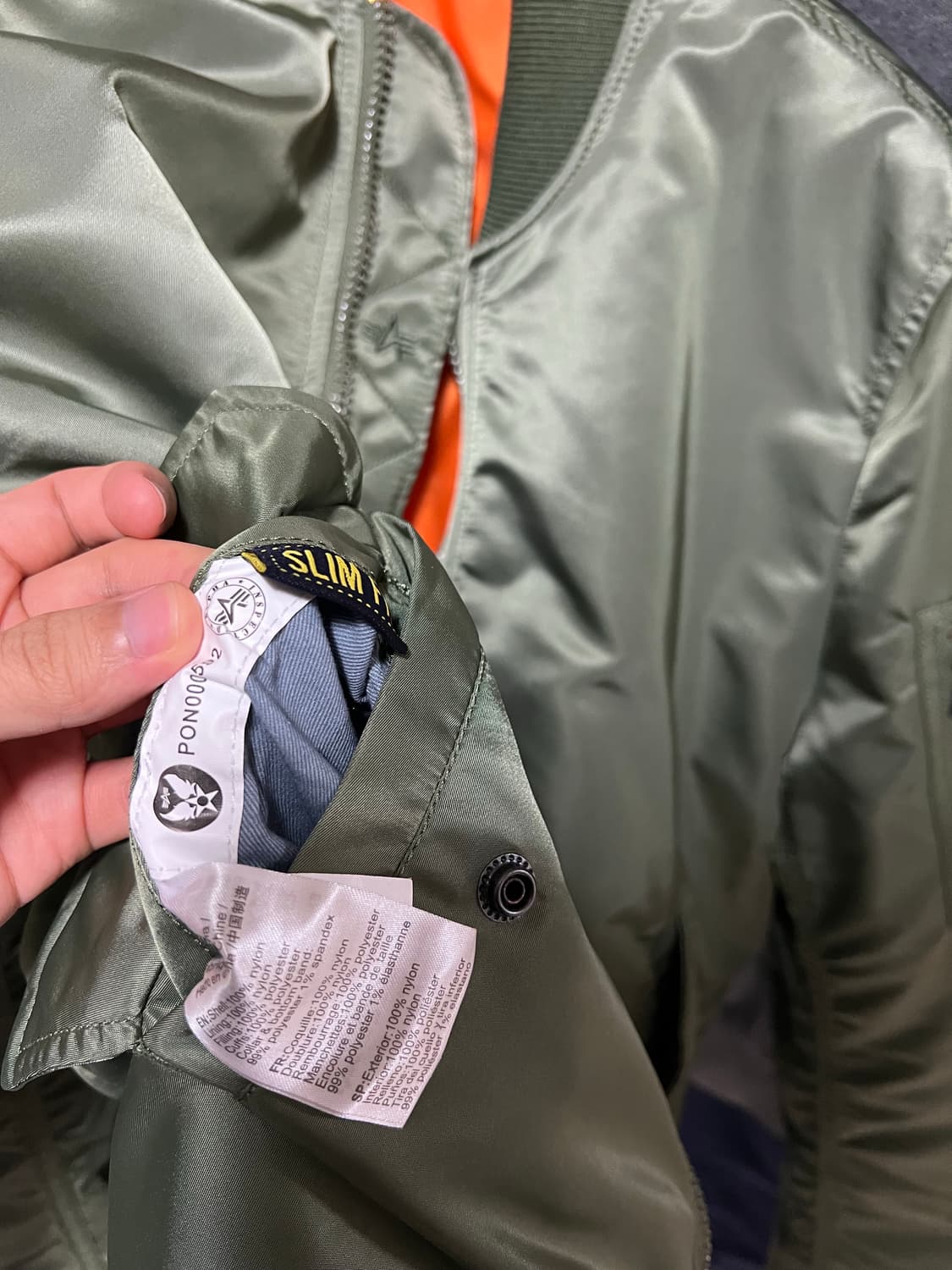 알파인더스트리 MA-1 올리브 슬림핏 상품이미지9