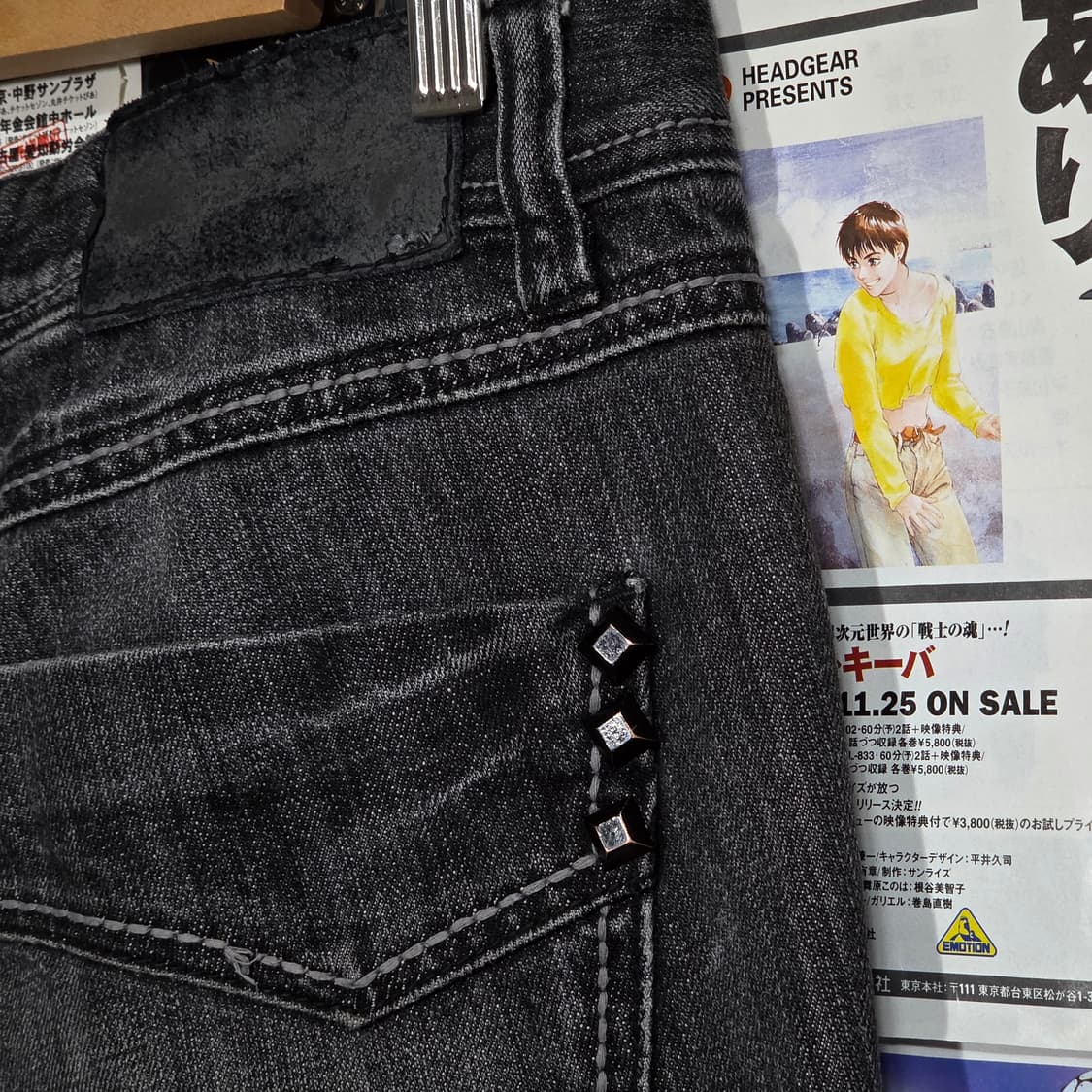 빈티지 스터드 워싱 그레이 데님 팬츠 상품이미지7