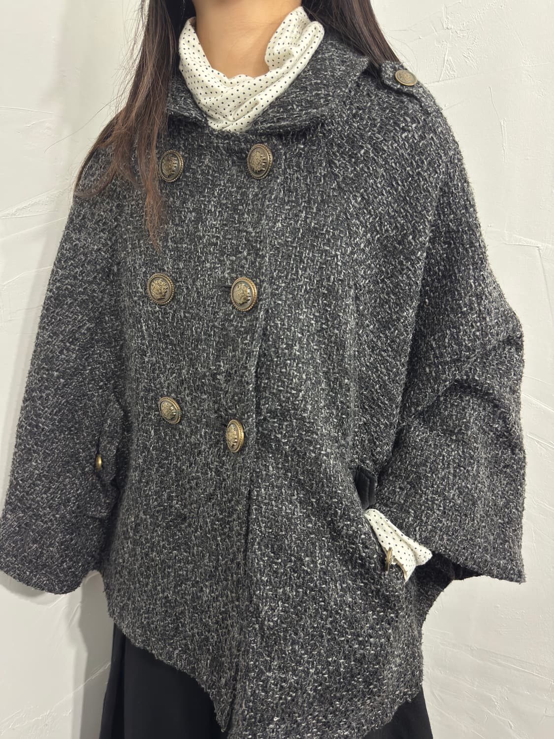 africataro button design cape coat 상품이미지4