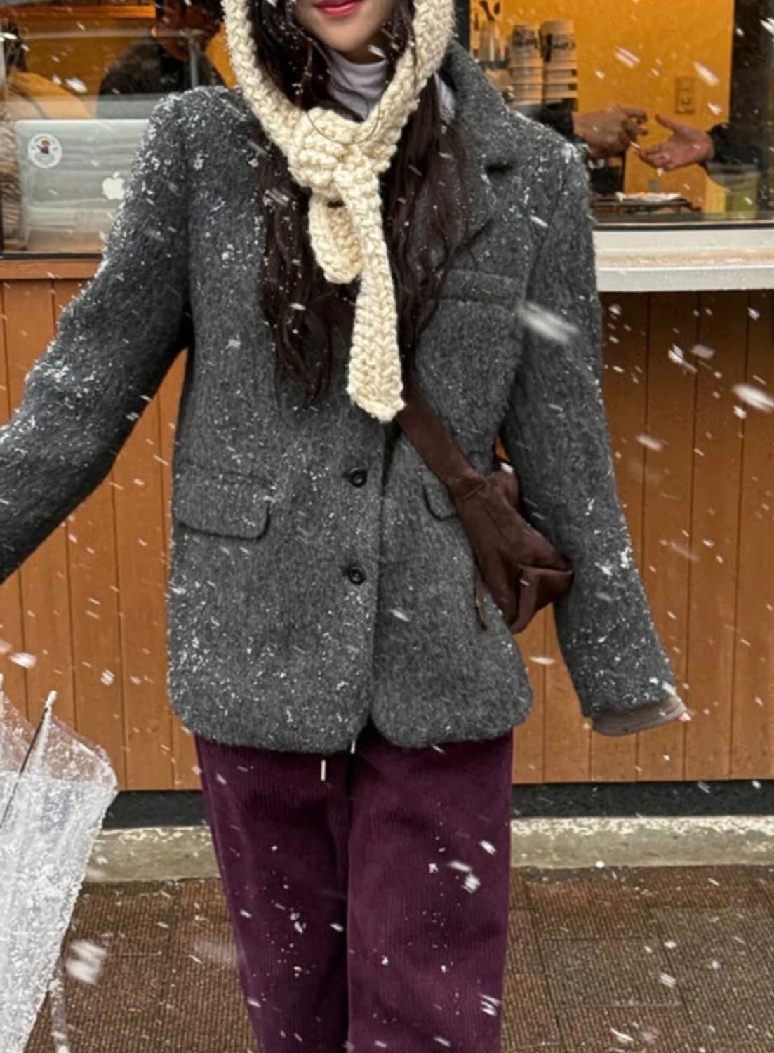 케이클럽 울 싱크 오버핏 자켓 차케 상품이미지2