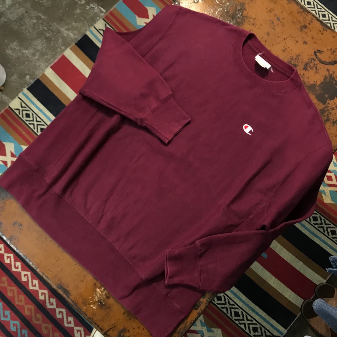 챔피온 리버스위브 버건디 기모 스웨트셔츠 맨투맨 남성 110 사이즈 상품이미지2