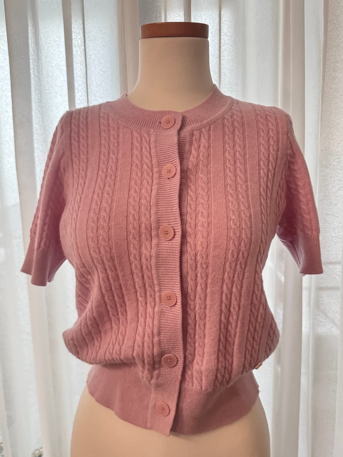 산드로 핑크 케이블 니트 가디건 상품이미지5