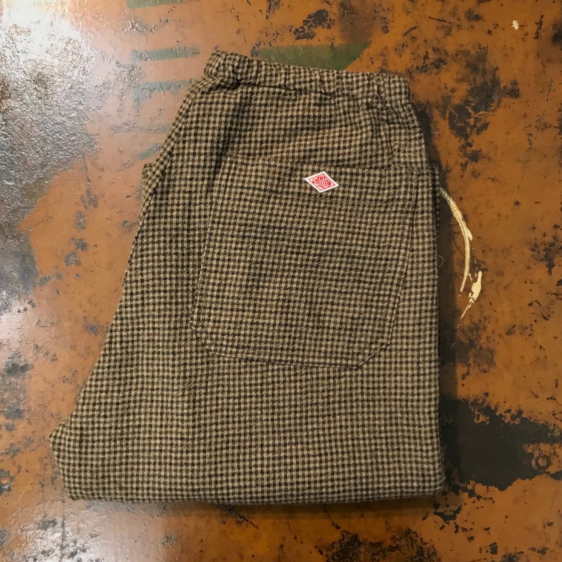 단톤 브라운 체크 울 밴딩 팬츠 허리 28 31 사이즈  상품이미지1