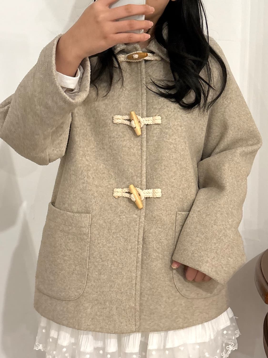 VTG 미디움 베이지 떡볶이 코트 상품이미지1