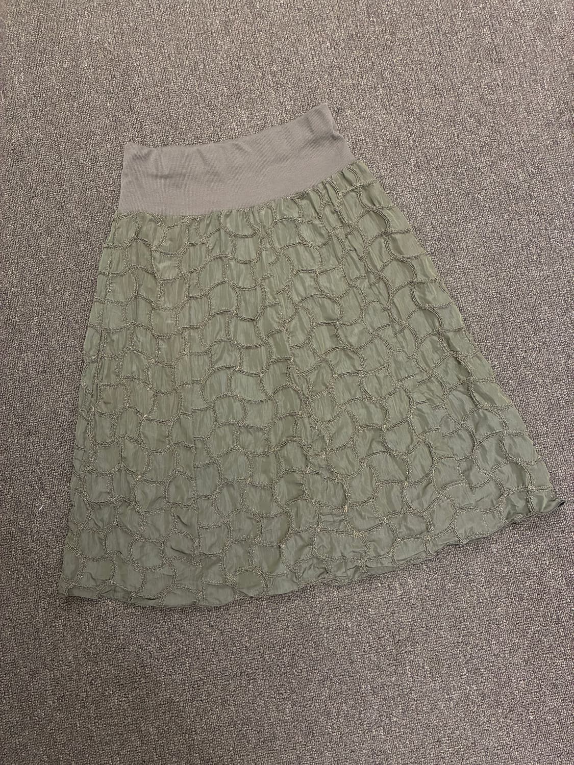 M-L)Japanese vintage 여성 퀼팅 자수 미디 스커트 상품이미지3