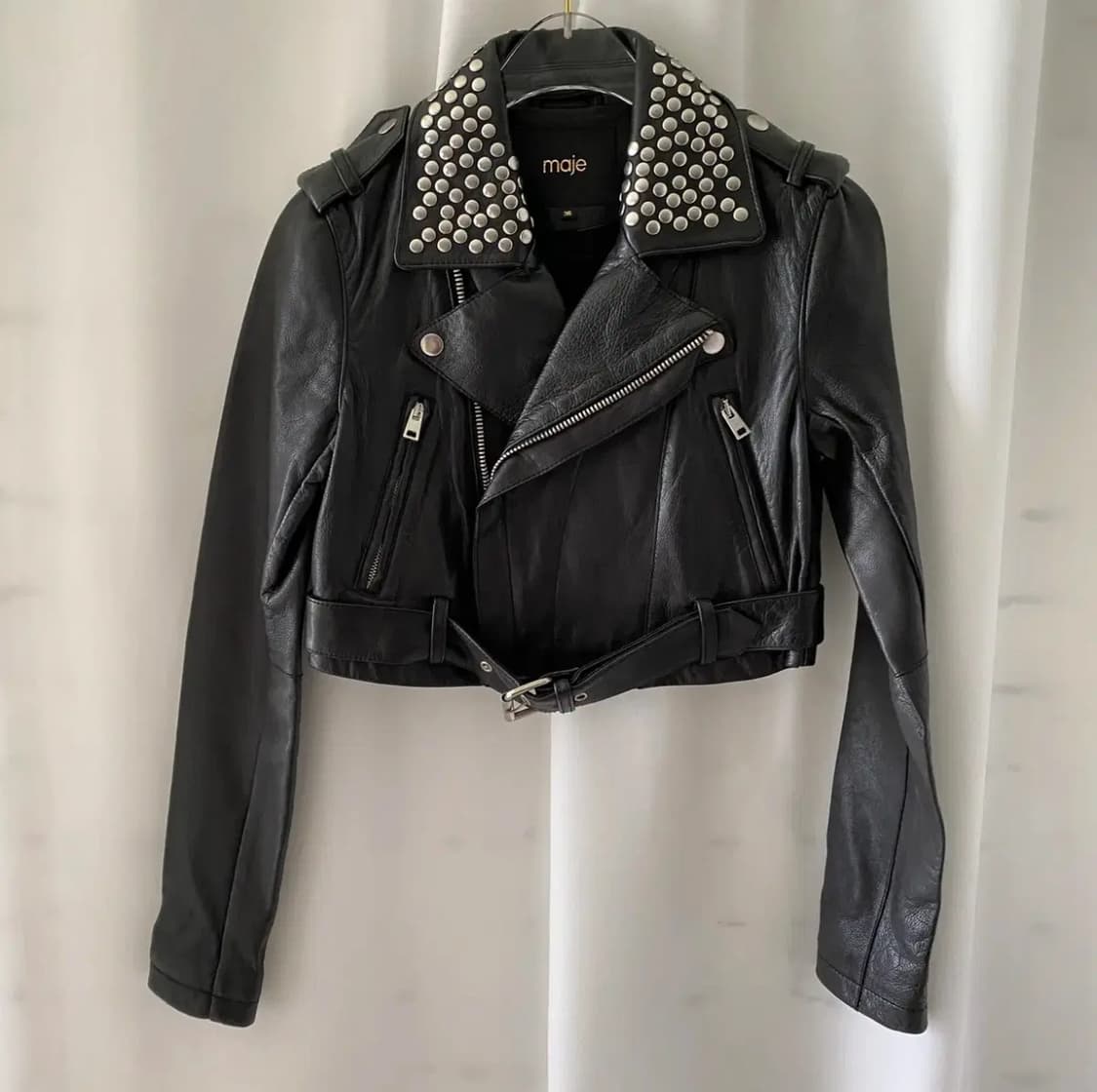 마쥬 스터드 크롭 레더자켓 (소가죽) 상품이미지2