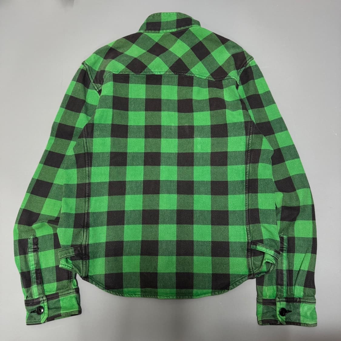 빔즈(BEAMS) 그린컬러 체크패턴 코튼 하이넥 라운드 컷 자켓 상품이미지7