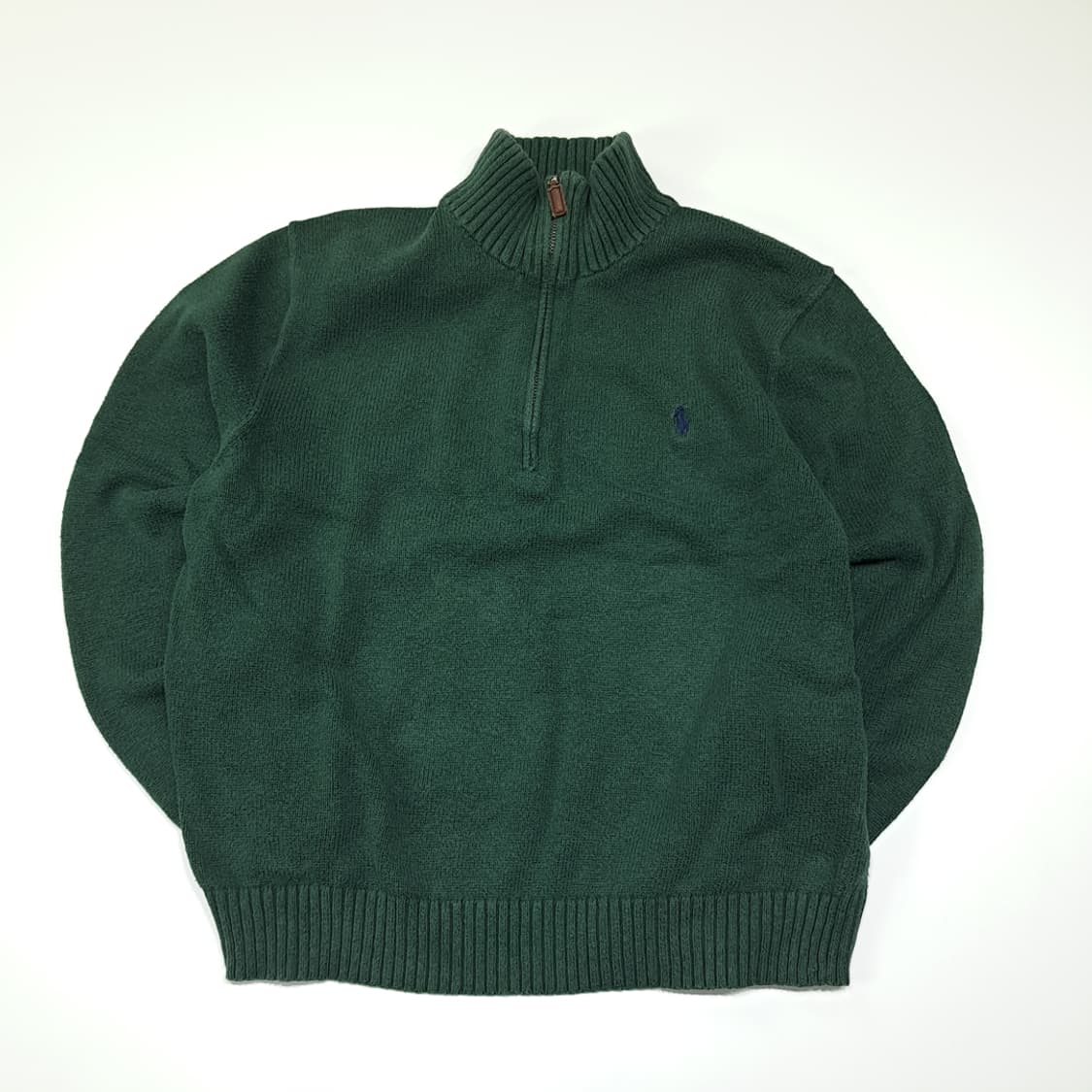 CL418 L 폴로 00s 코튼 가죽풀러 헌터그린 하프집업 니트 상품이미지1