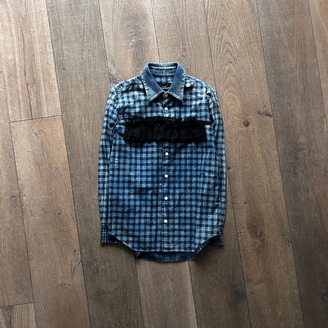 Washed Check Frill Detail Blouse 상품이미지2