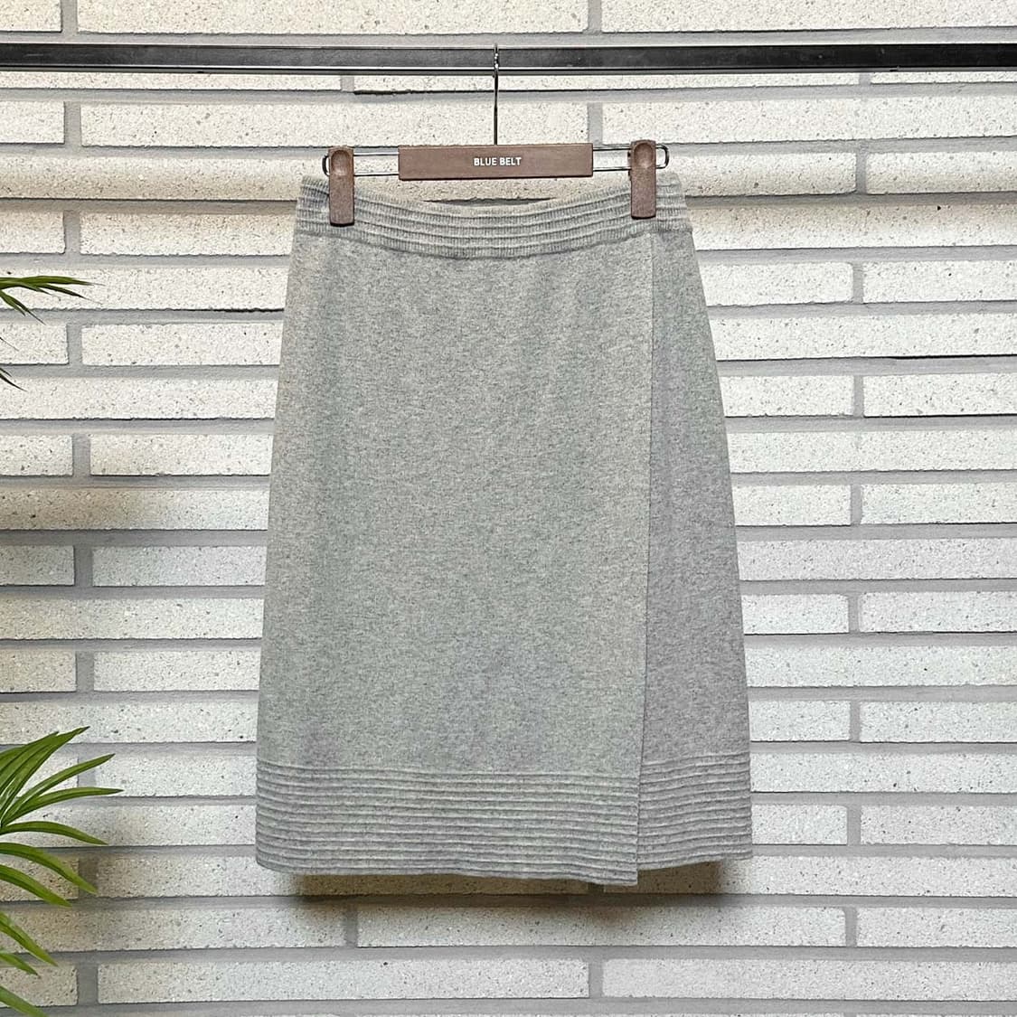 JPN VINTAGE 미디 앙고라 니트 스커트 슬릿 트임 디테일 그레이 상품이미지2