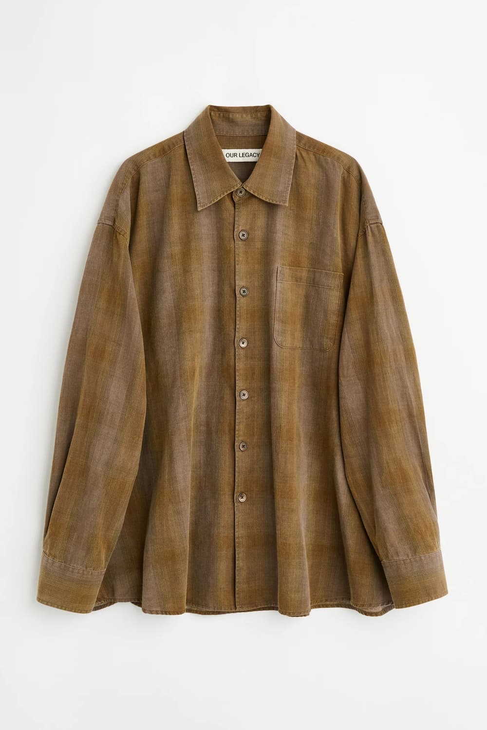 [46,48,50,52]아워레가시26ss 버로우드 체크 셔츠/브라운 상품이미지6