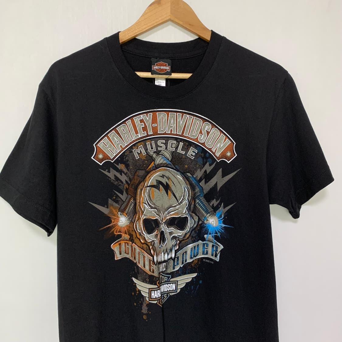 할리데이비슨 빈티지 스컬 해골 프린팅 반팔 티셔츠 남녀공용 M 상품이미지2