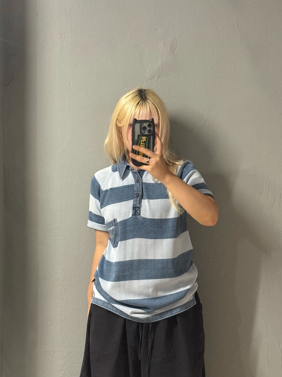 kawaii stripe pattern collar t-shirt 상품이미지2