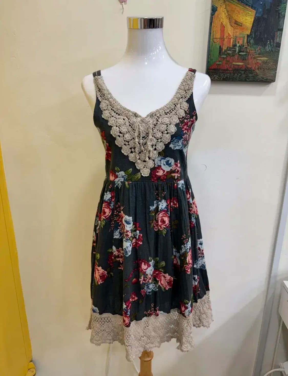 vtg 빈티지 플라워 레이스 슬리브리스 원피스 상품이미지1