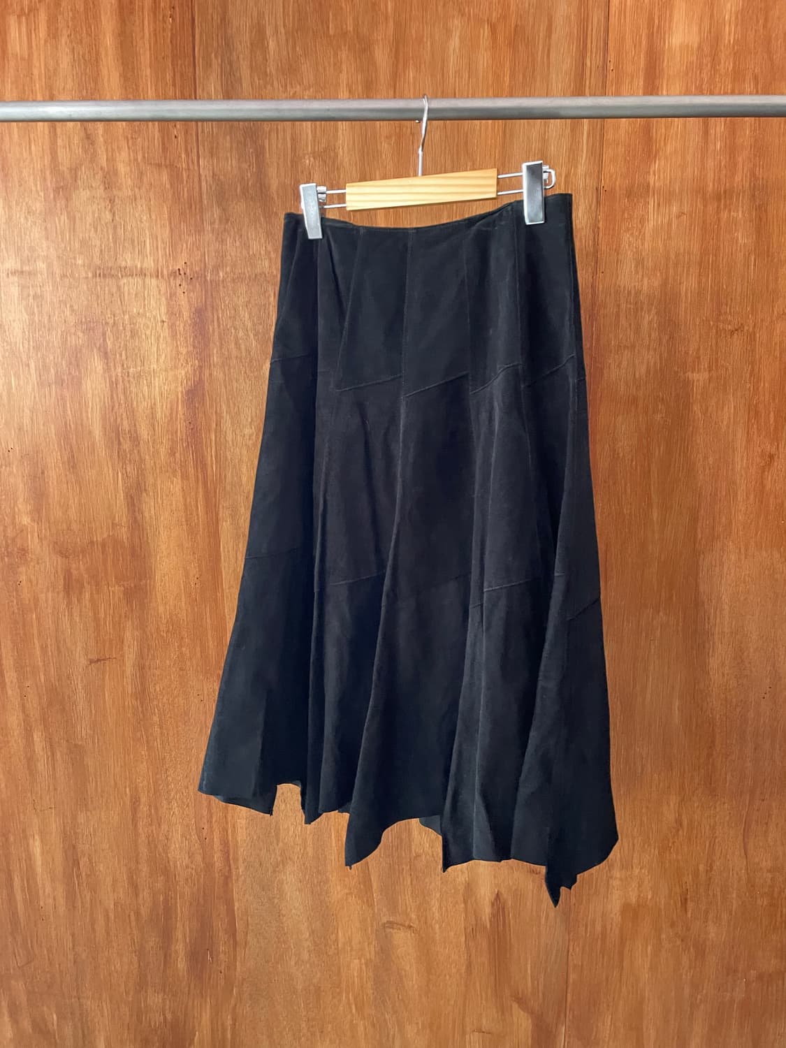 Black suede flare skirt 상품이미지3