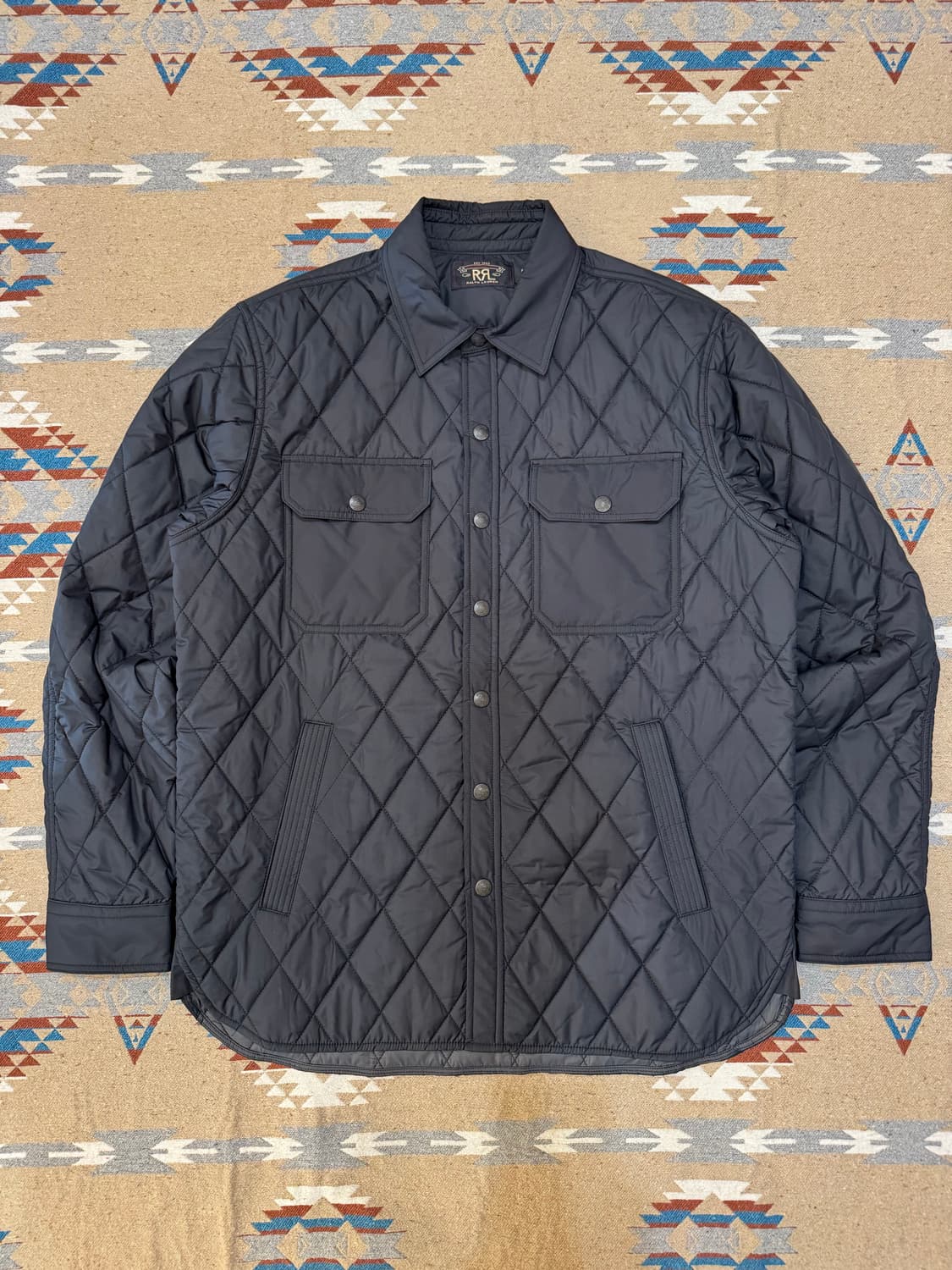 [M] RRL 더블알엘 퀼티드 셔츠 자켓 블랙  상품이미지2