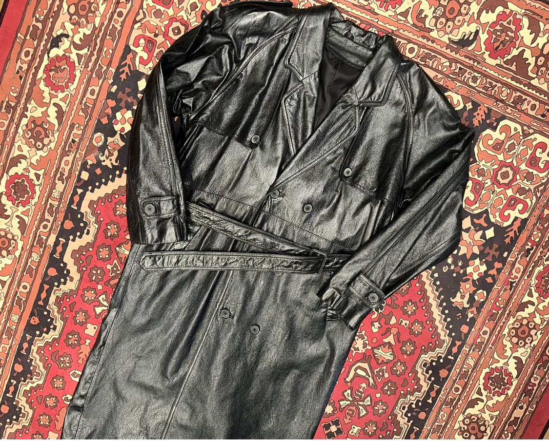 ( 2XL ) 가죽롱코트 가죽카코트 가죽자켓 레더자켓 빈티지가죽 상품이미지1