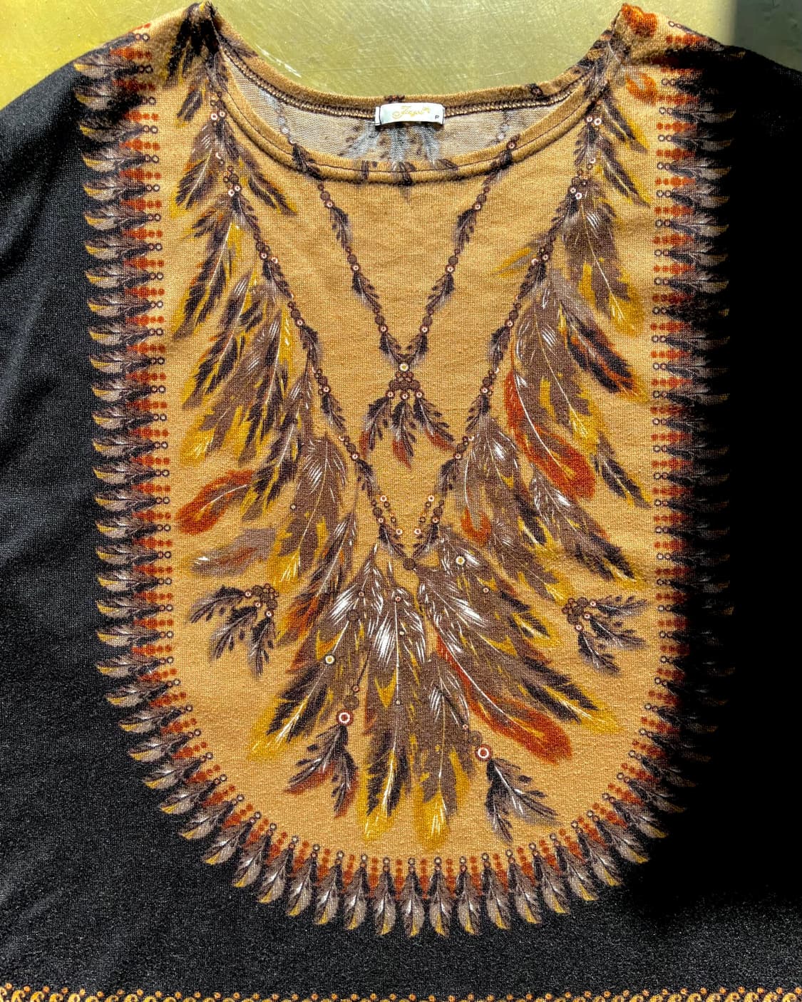 Jia You Indian Feather Print Summer Top 상품이미지6