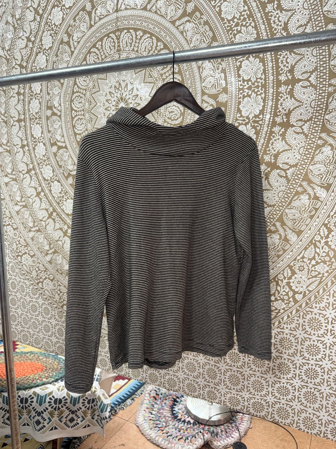 빈티지 여성 스트라이프 엘보패치 후드티  상품이미지3