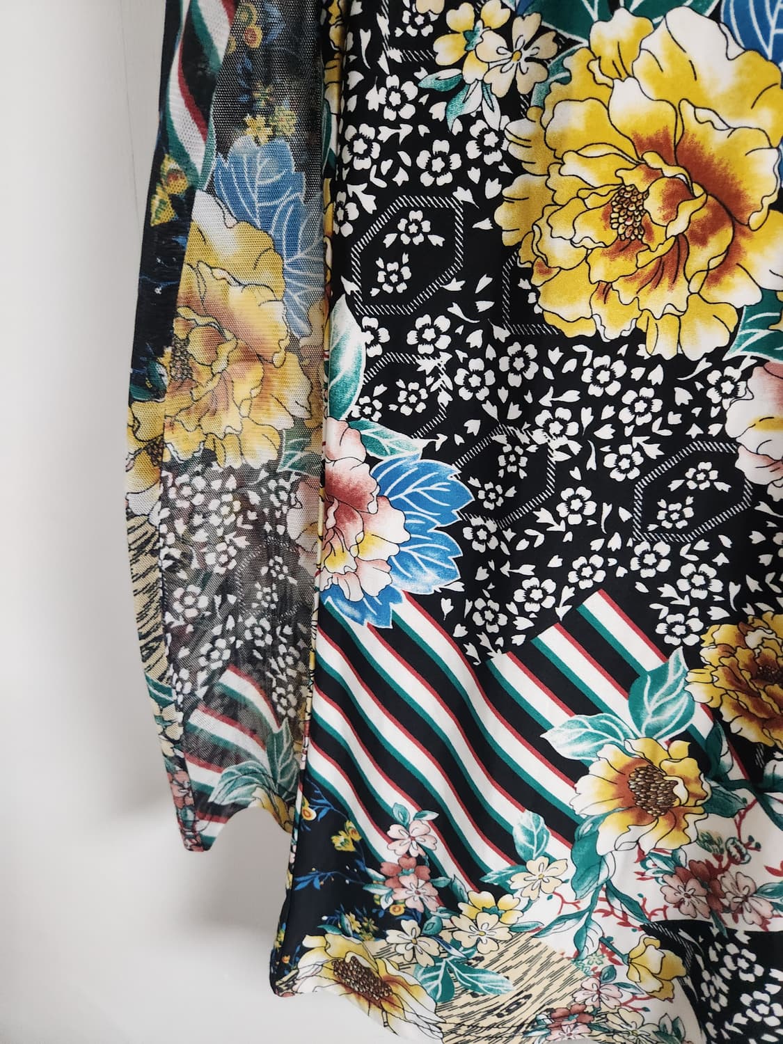 빈티지 플라워 패턴 소매 시스루 블라우스55~66 상품이미지4