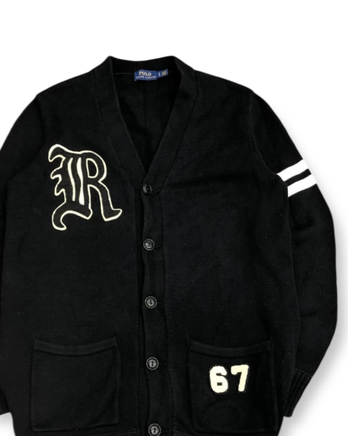 폴로 랄프로렌 바시티 패치 블랙 가디건 상품이미지3
