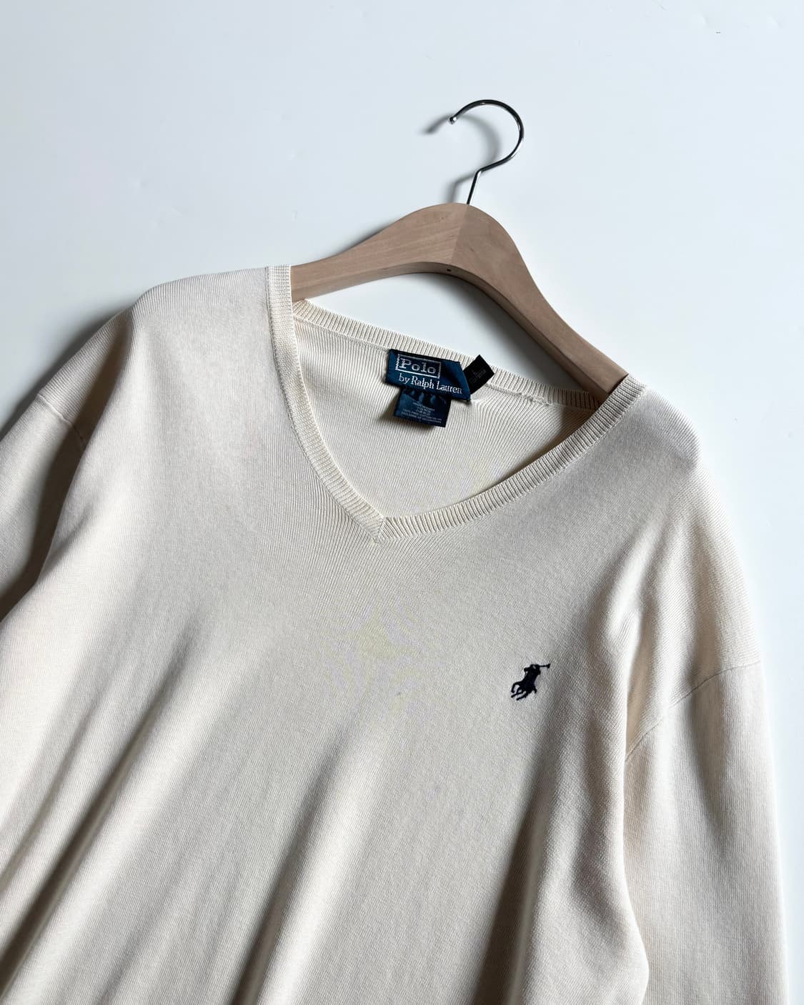 Polo 폴로 랄프로렌 피마코튼 아이보리 브이넥 니트  상품이미지4