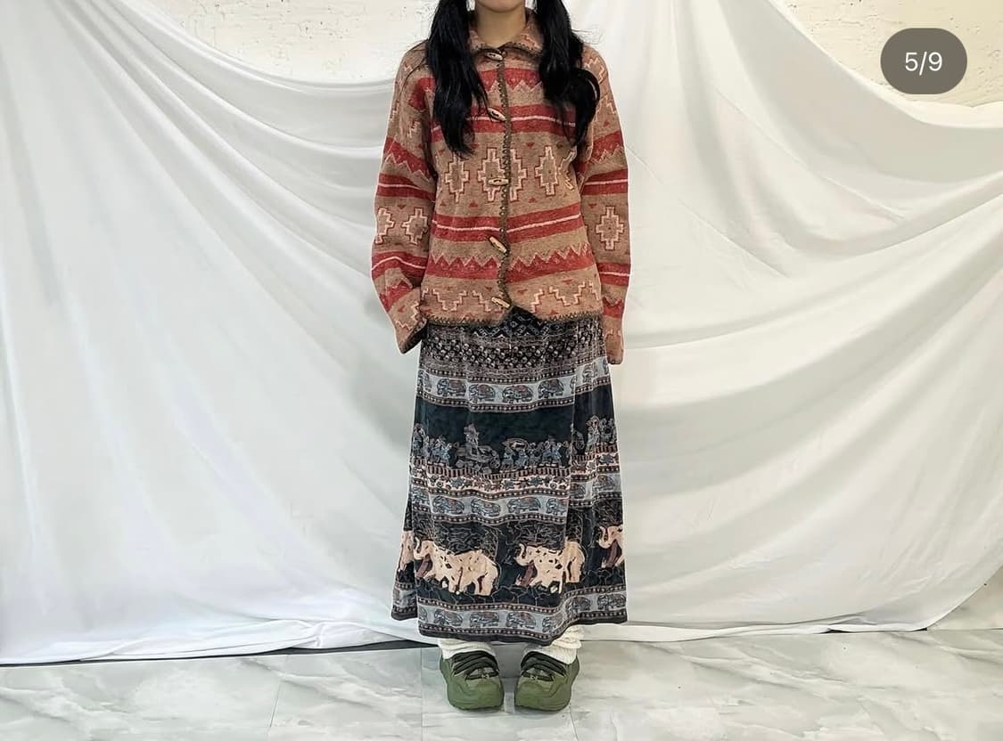 케이블니트집업, 인디언패턴자켓, 히피스커트, 시스루스커트 상품이미지5