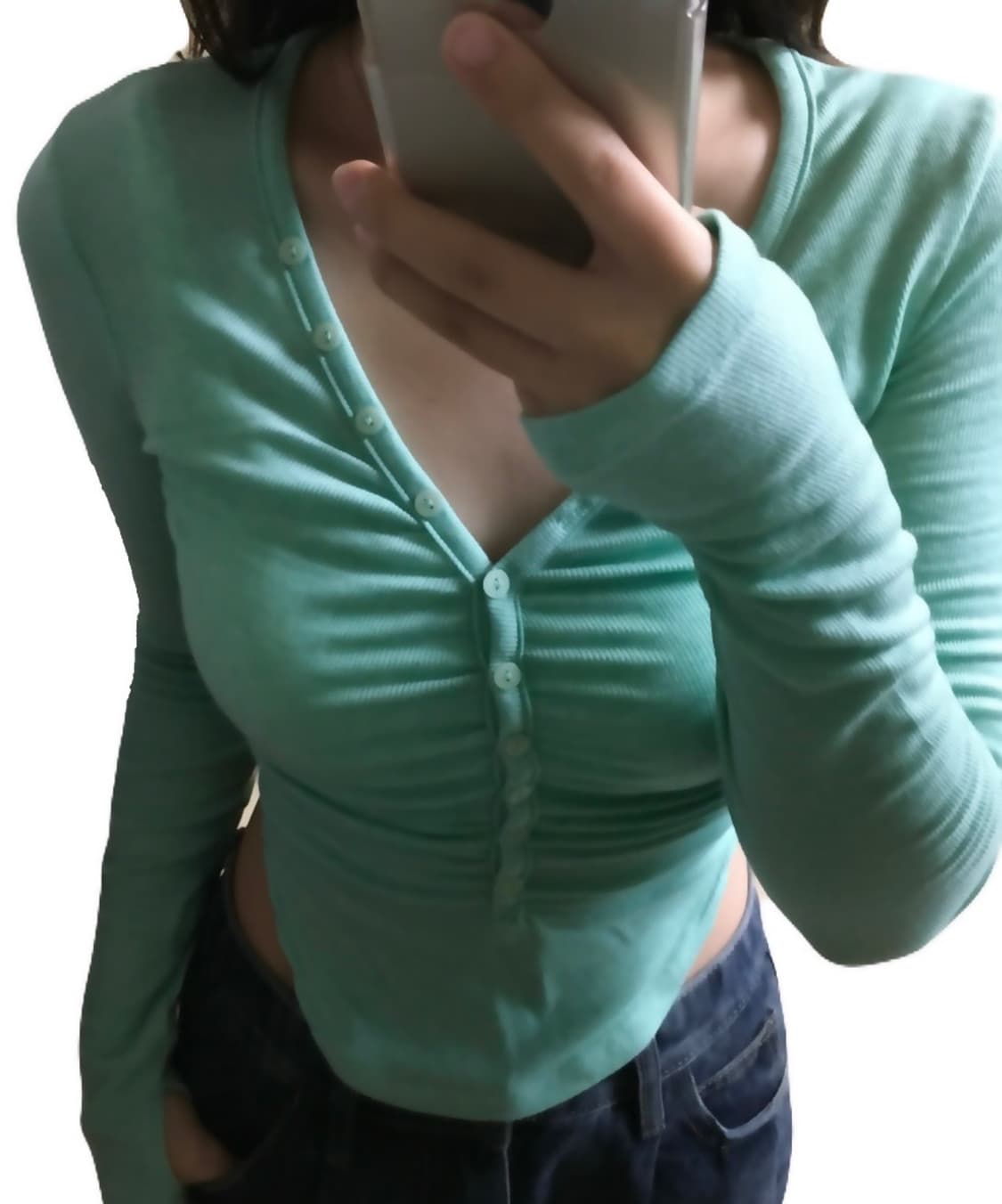 Nina Button Lace Long Sleeve Top (Mint) 상품이미지2