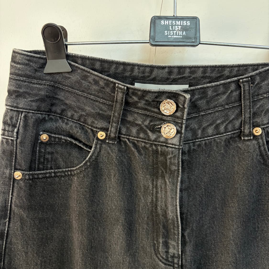 모조에스핀 블랙 워싱 와이드 데님 팬츠 상품이미지2