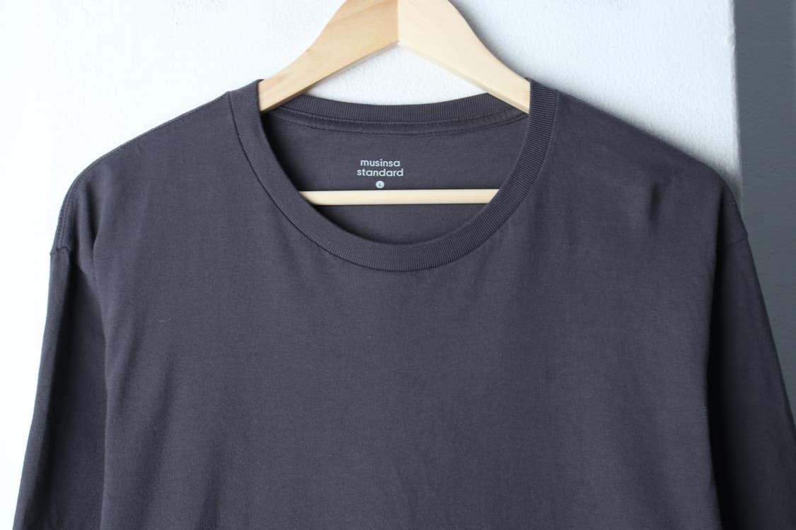 (L-XL) 무신사 스탠다드 반팔 티셔츠 차콜 무지 기본-H3H33890 상품이미지3