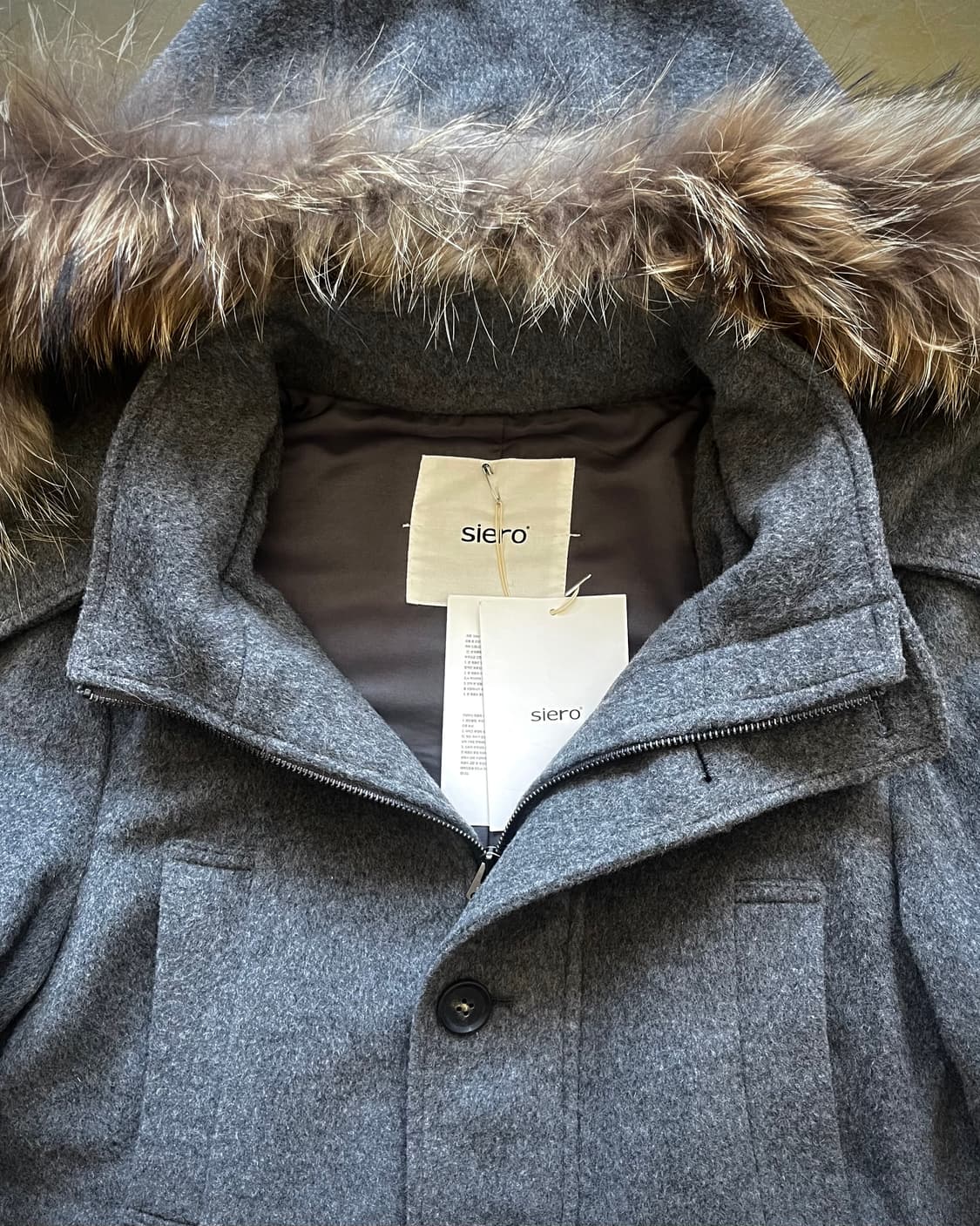 siero Raccoon Fur Hood Wool Coat 상품이미지5